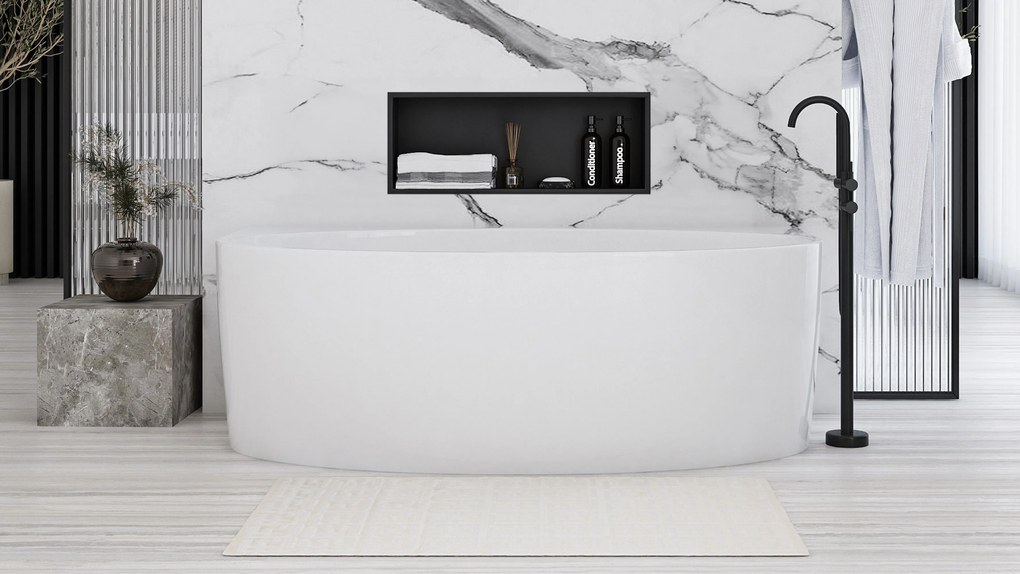 Вграден рафт за баня 30x60 black matt