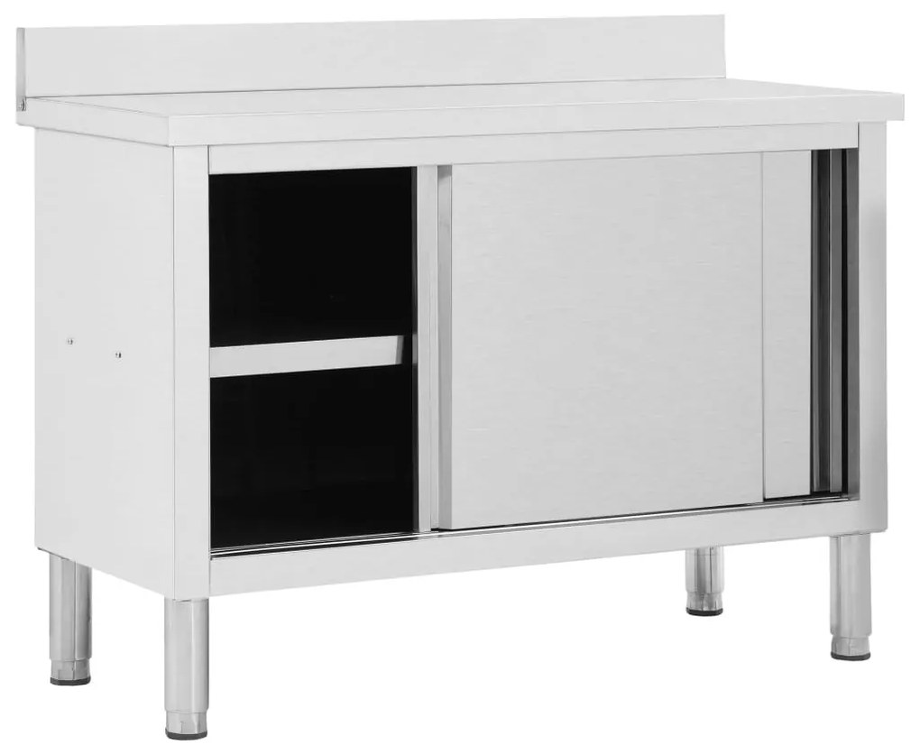 51051 vidaXL Работна маса с плъзгащи врати, 120x50x(95-97) см, инокс