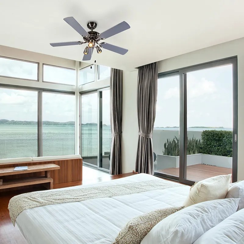 Вентилатор за таван стоманен 110 см 3 светлини с въже - Mistral