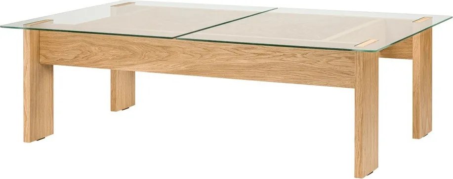 Масичка за кафе със стъклен плот в естествен цвят 86x132 cm Naiko – noo.ma