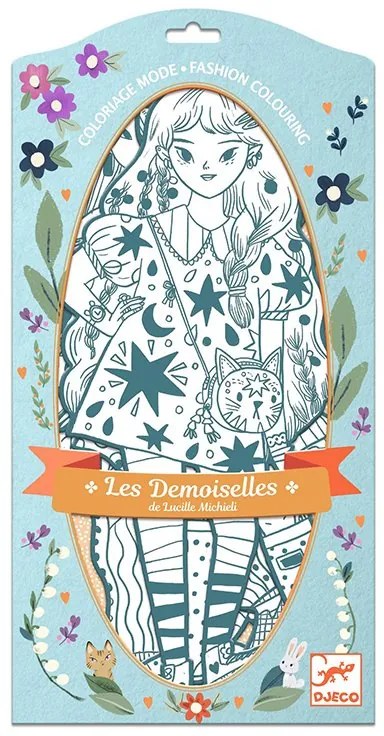 Djeco - Комплект хартиени кукли за оцветяване 32см Анджели и приятели DJ09547