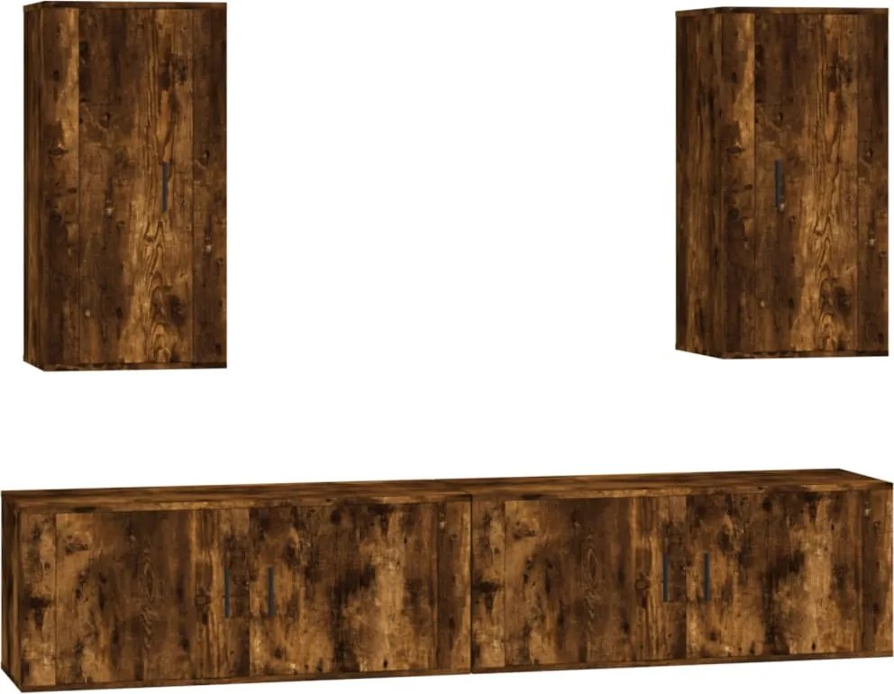 3188699 vidaXL Комплект ТВ шкафове от 4 части, опушен дъб, инженерно дърво