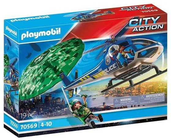 Playset  City Action Police helicopter: Parachute Chase Playmobil 70569 (19 pcs)