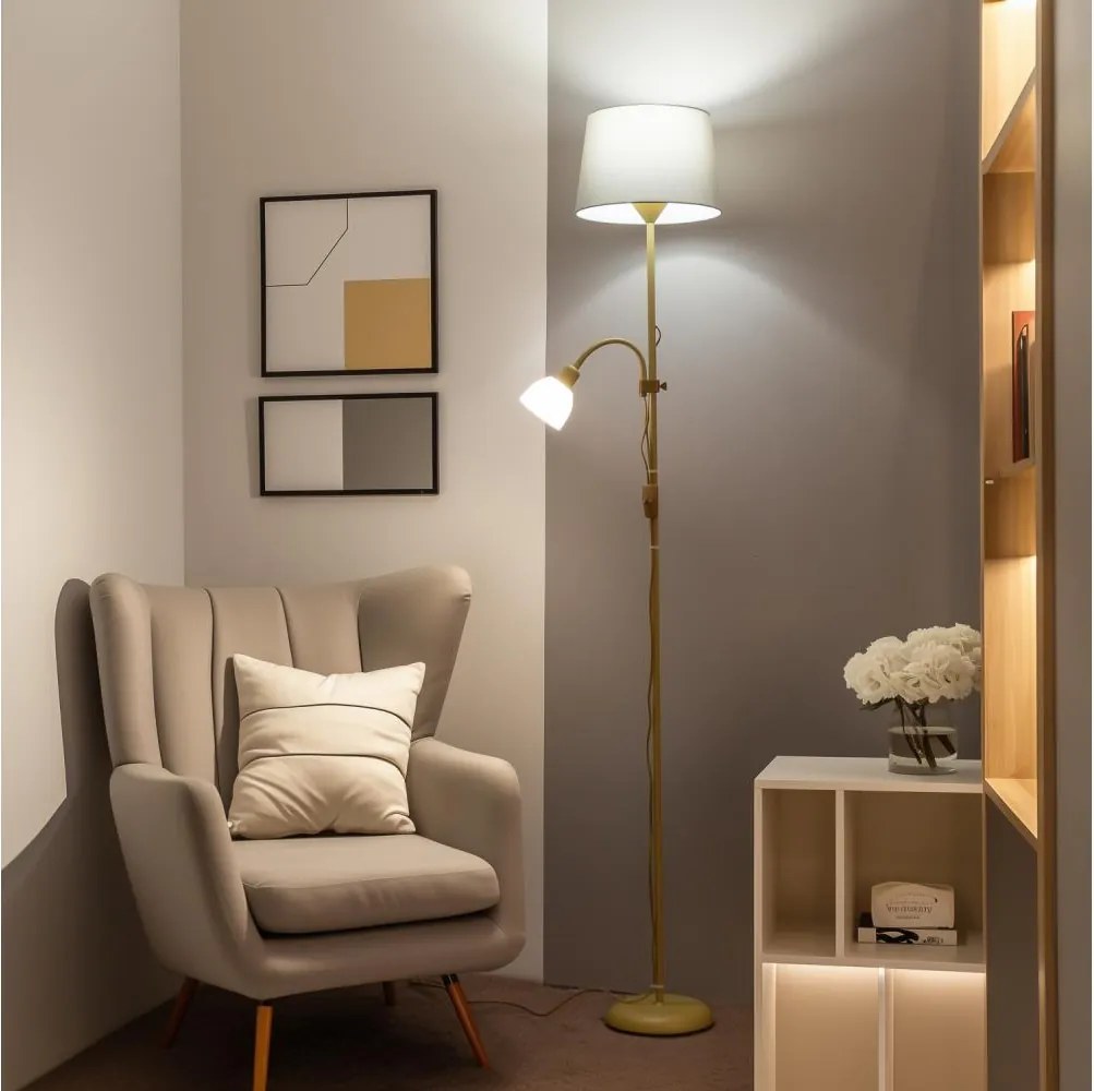 Brilagi - Подова лампа CERIA 1xE27/100W/230V + 1xE14/25W златиста/сива