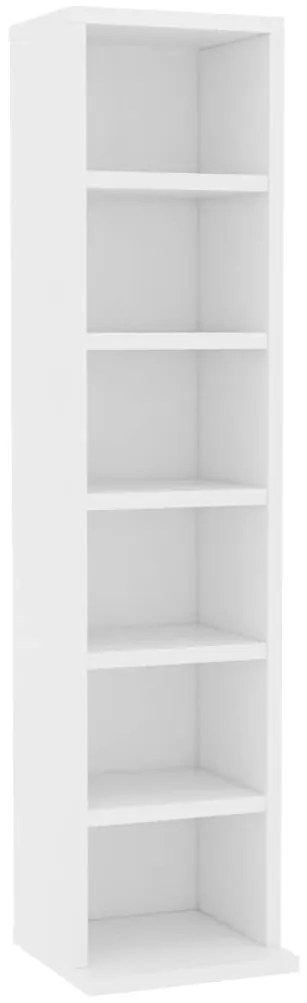 800351 vidaXL Етажерка за компактдискове, бяла, 21x20x88 см, инженерно дърво
