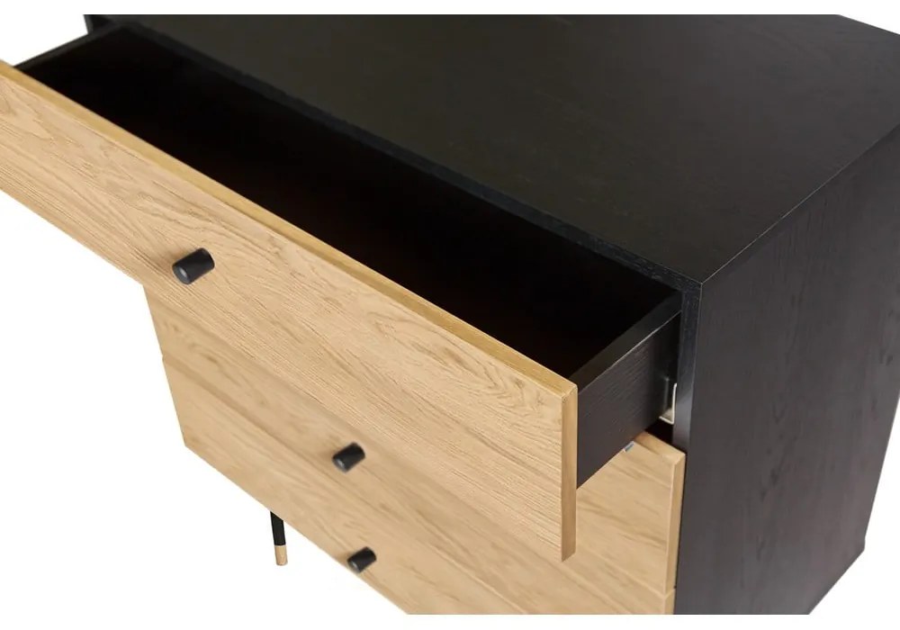 Черен и естествен висок скрин от дъб 80x87 cm Jugend – Woodman