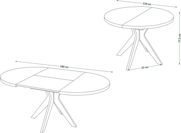 РЕНЦО Опушен Дъб - КРЪГЛА ДЪРВЕНА МАСА Ø110 РАЗТЕГАТЕЛНА ДО 180 СМ | ЗА КУХНЯ ТРАПЕЗАРИЯ ХОЛ РЕТРО