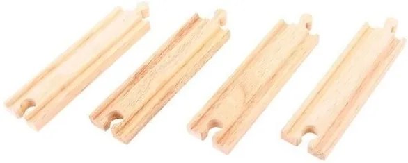 Bigjigs - Комплект от 4 дървени средни ЖП релси