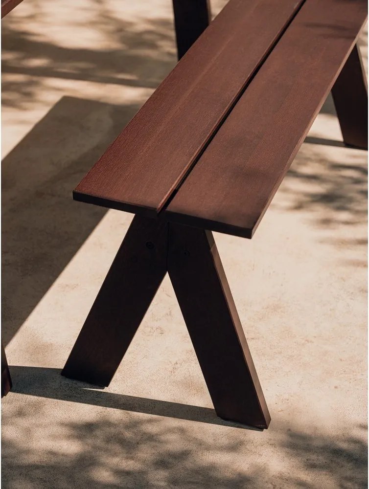 Тъмнокафява градинска пейка от масивно дърво Navo – noo.ma