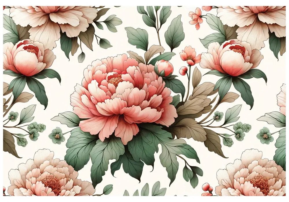 Тапет – Романтични розови божури