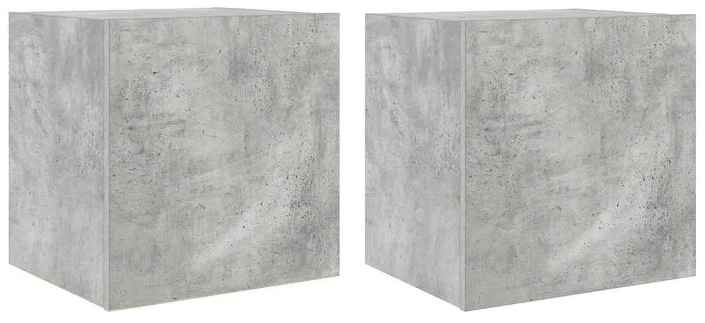 837253 vidaXL Стенни ТВ шкафове с LED лампи, 2 бр, бетонно сив, 40,5x35x40 см