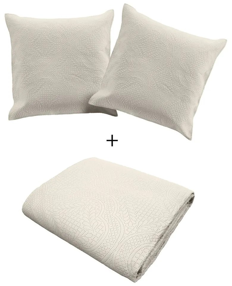 Кремаво комплект шалте и калъфка за възглавница от микрофибър 240x260 cm Romane – douceur d'intérieur
