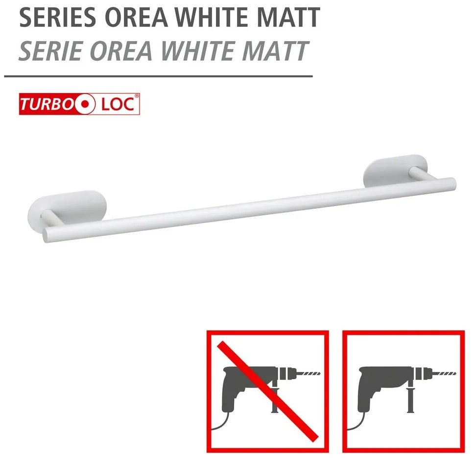 Бяла самозалепваща поставка за кърпи от неръждаема стомана Orea Uno – Wenko