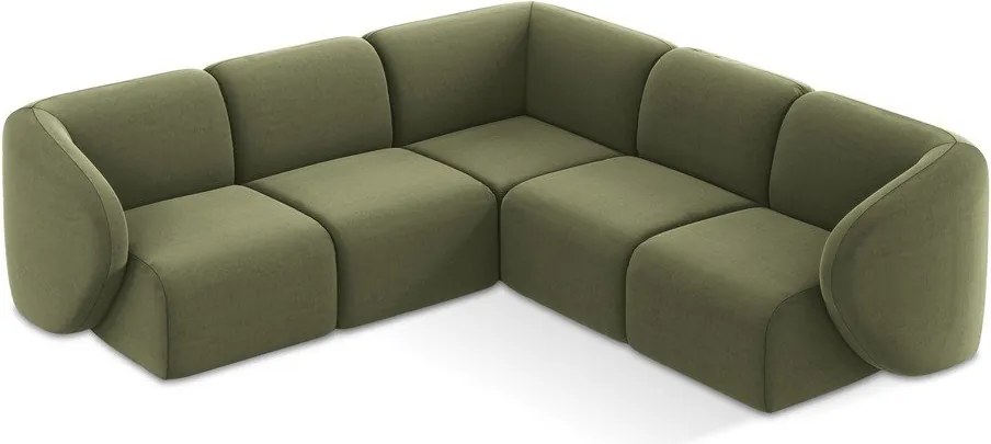 Зелен кадифен ъглов диван Lani – Makamii