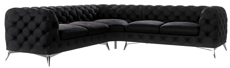 Черен кадифен ъглов диван Chelsea – Ropez