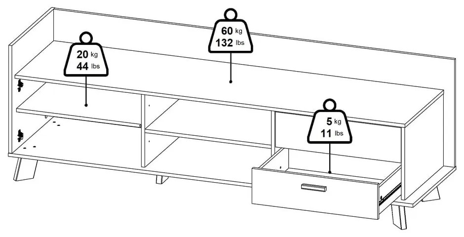 Маса за телевизор от дъбов декор в бял и естествен цвят 182x62x51 cm Ikast – Tvilum