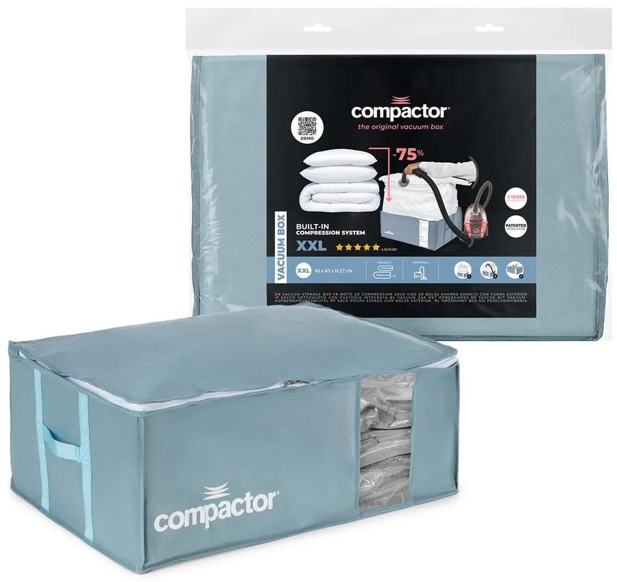 Вакуумна пластмасова кутия за съхранение на дрехи 65x45x27 cm Blue Edition – Compactor