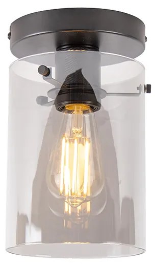 Интелигентна таванна лампа черна с димно стъкло, включваща Wifi ST64 - Dome