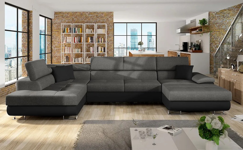 Ъглов диван Cotere Bis-Gray-Black-Left