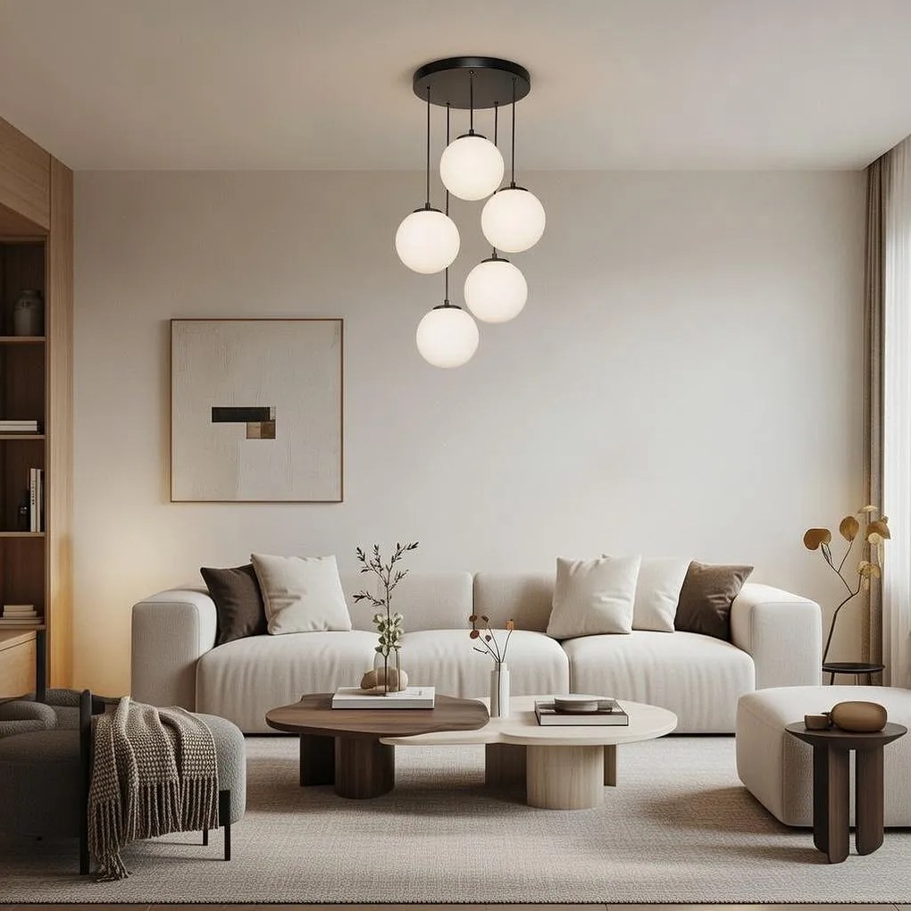 Пендел СИТИ, черен/бял, 5xE27