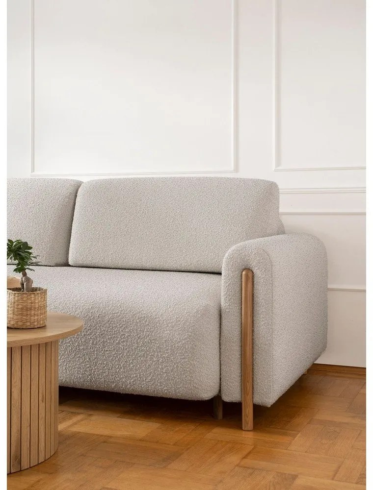 Сиво-бежов сгъваем/с място за съхранение диван от прежда с примки от букле 244 cm Arcadova – ELTAP