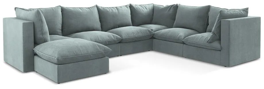 Син ъглов диван (десен ъгъл/U форма) Manao – Makamii