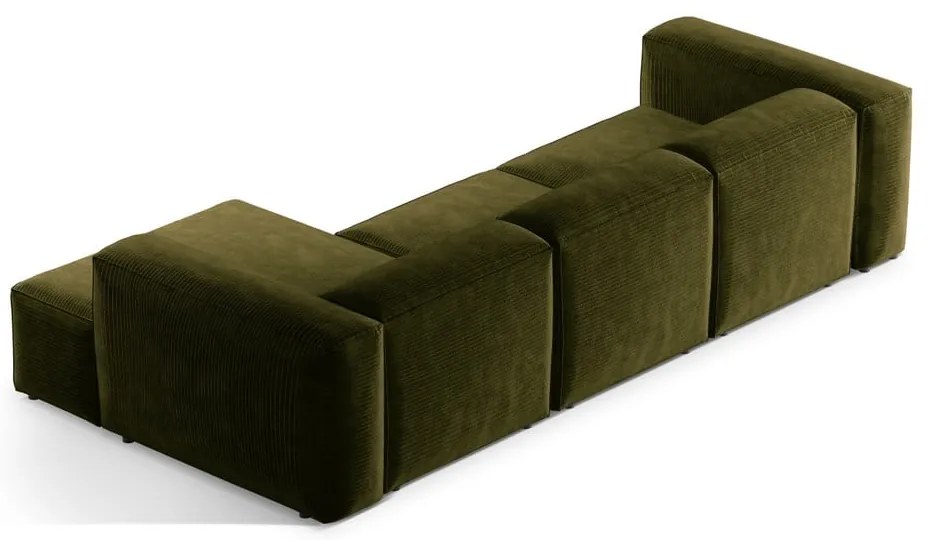 Зелен ъглов диван от рипсено кадифе (десен ъгъл) Bergamo – Cosmopolitan Design