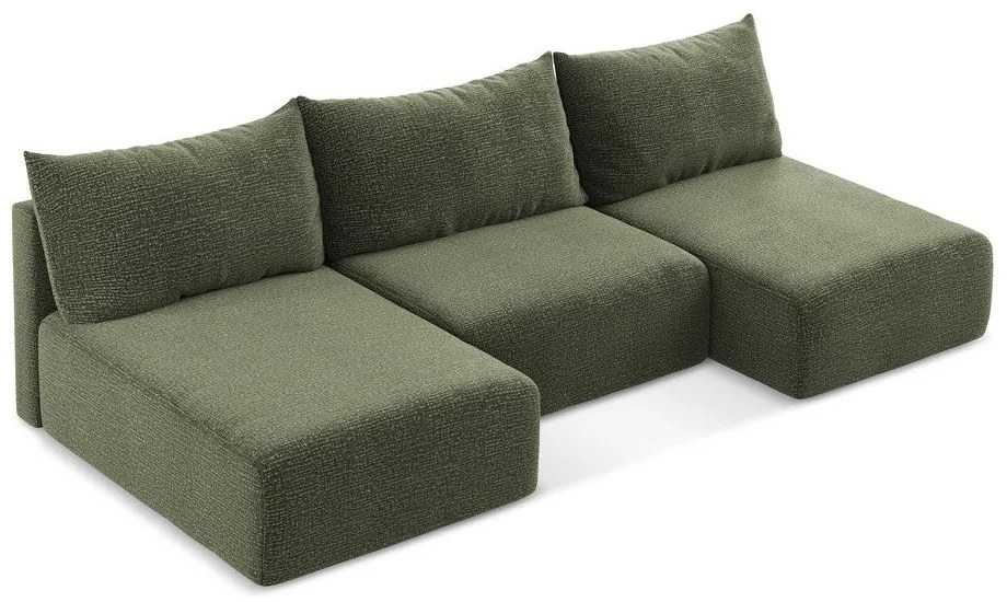 Зелен разтегателен ъглов диван с място за съхранение Kalena – Makamii