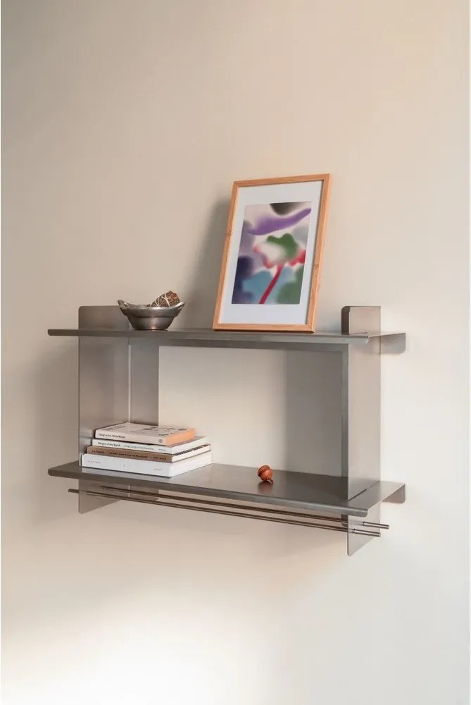 На няколко нива метален стенен рафт в сребрист цвят 70 cm Tivo – noo.ma
