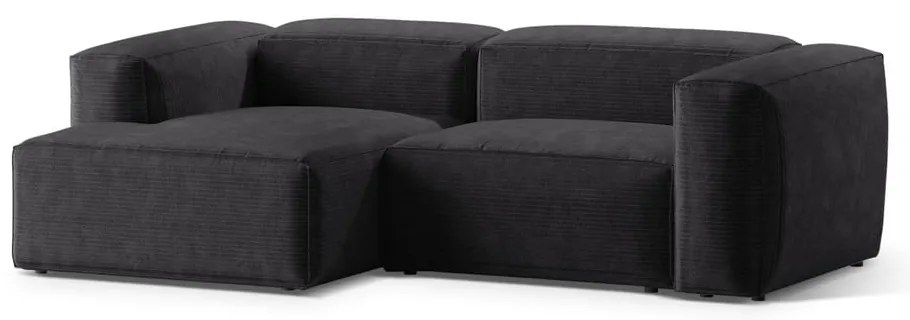 Тъмносив ъглов диван от рипсено кадифе (ляв ъгъл) Bergamo – Cosmopolitan Design