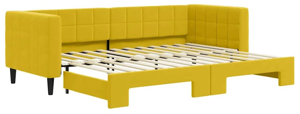 3196689 vidaXL Канапе с изтеглящо разтегателно легло жълто 80x200 см кадифе