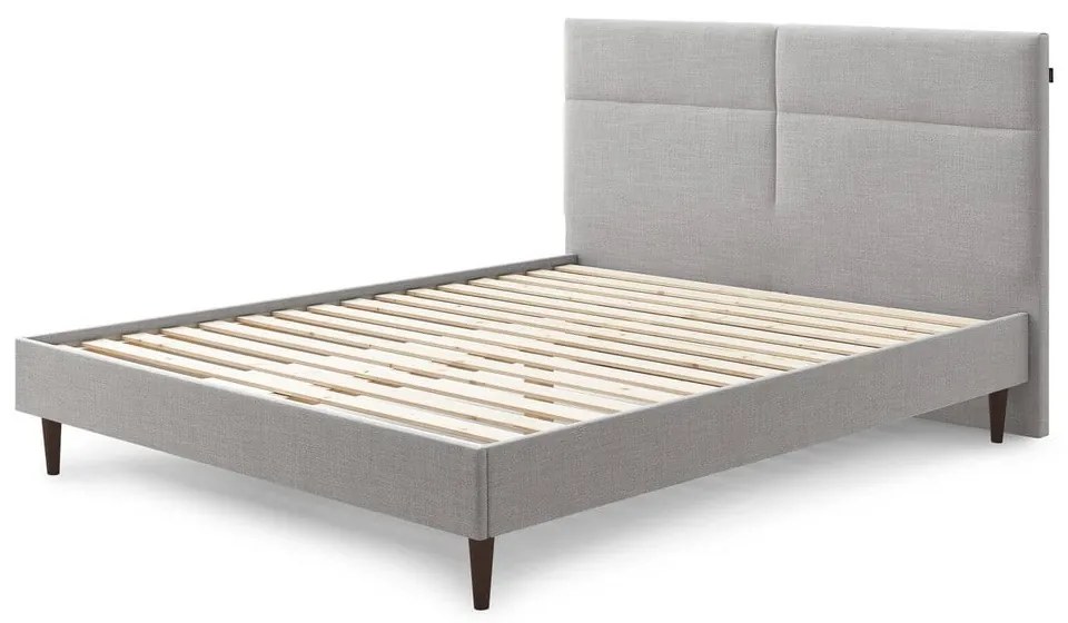 Светлосиво тапицирано двойно легло с решетка 160x200 cm Elyna - Bobochic Paris