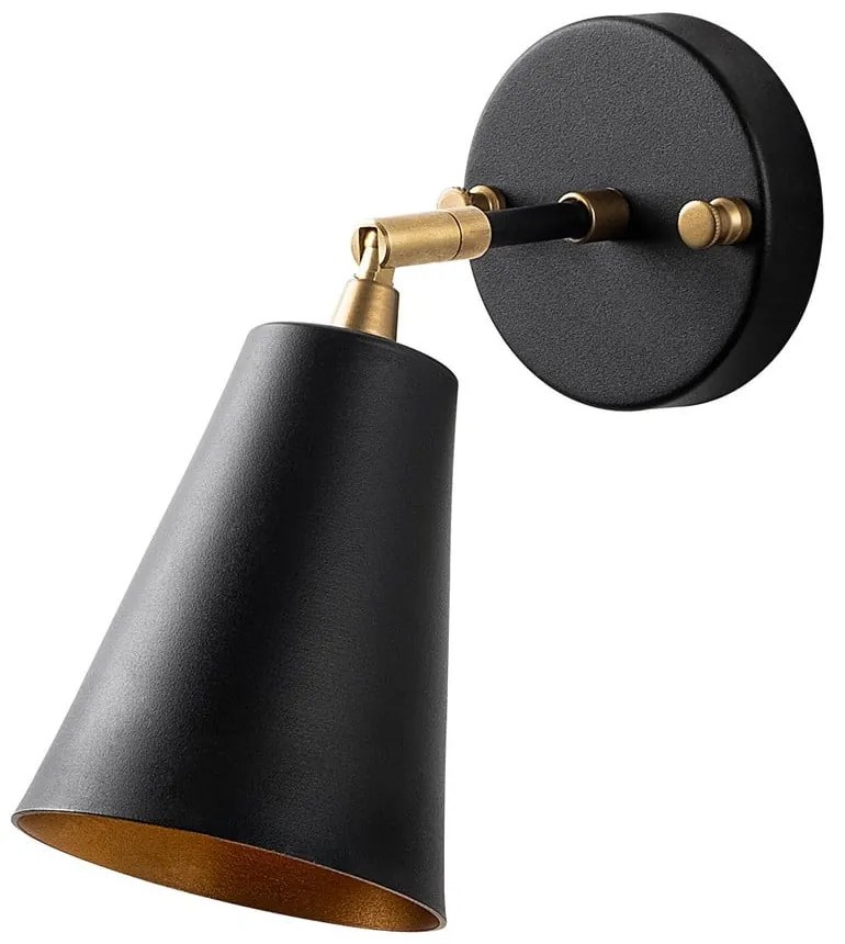 Стенна лампа в черно и златисто ø 10 cm Evander – Opviq lights