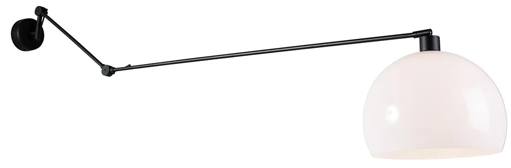 Стенна лампа черна с абажур бял 30 см регулируема - Blitz