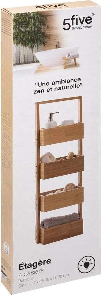 Етажерка на колела 5five, Бамбук, 4 нива