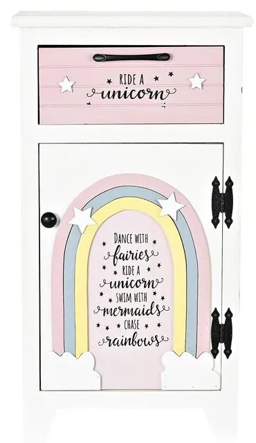 Нощно шкафче DKD Home Decor Детски Сив Розов Бял Жълт (40 x 29 x 73,5 cm)