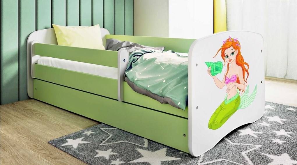 Детско легло Babydreams Cartoon-Prasino-160 x 80-Mermaid