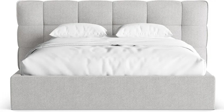 Сиво тапицирано двойно легло с място за съхранение и включена подматрачна рамка 160x200 cm Eric – Micadoni