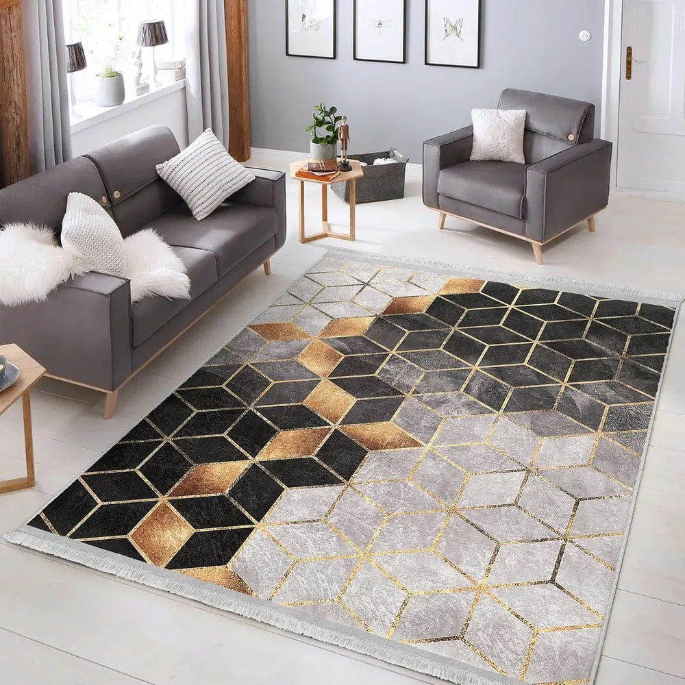 Килим в сиво и златисто 80x200 cm - Mila Home