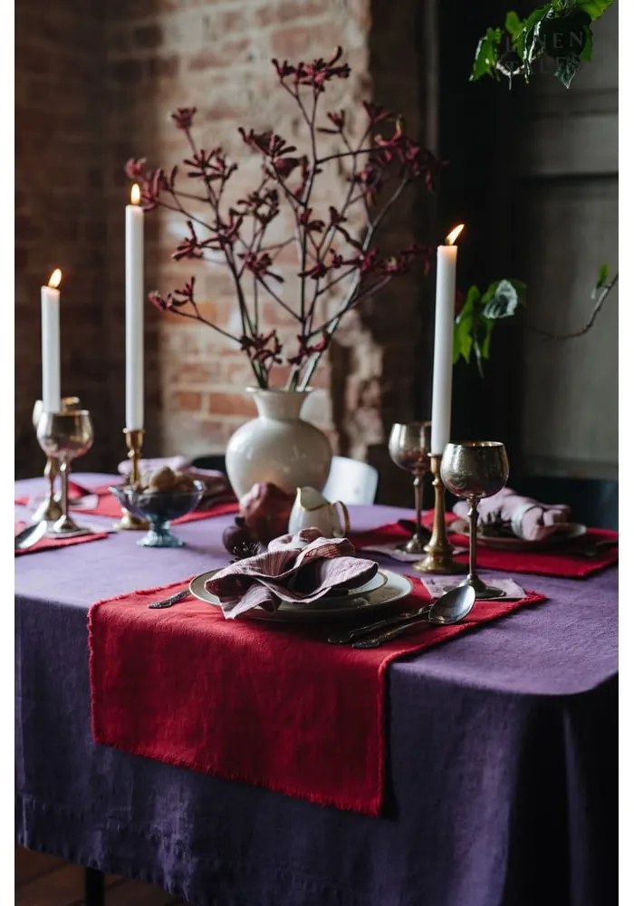 Подложки в червено-природен цвят в комплект от 4 броя - Linen Tales