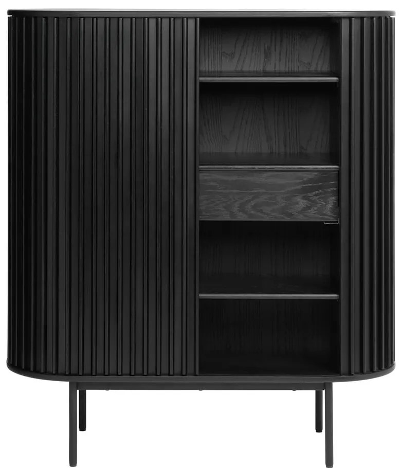 Черен шкаф в дъбов декор 125x110 cm Siena - Unique Furniture