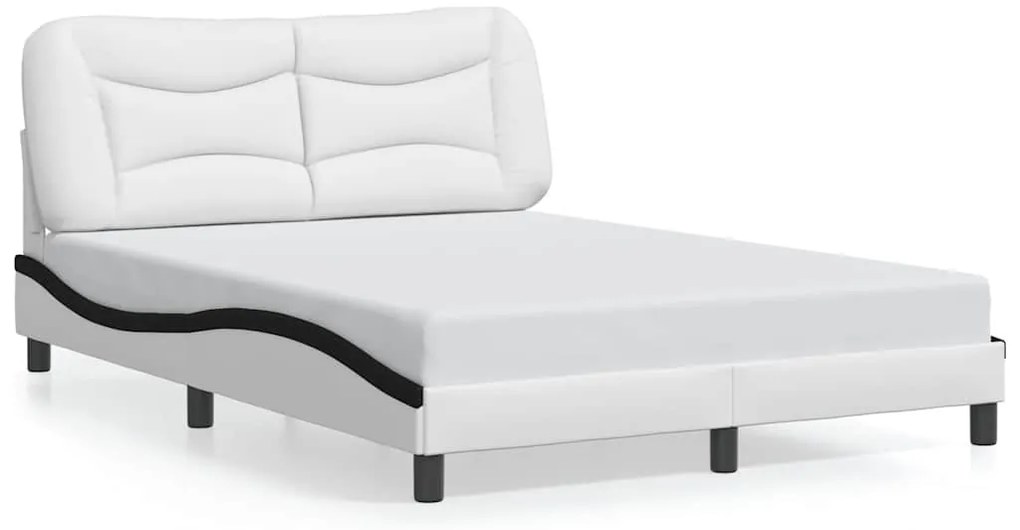 3208001 vidaXL Рамка за легло без матрак Hvar, бяла, черна, 140x190 см изкуствена кожа