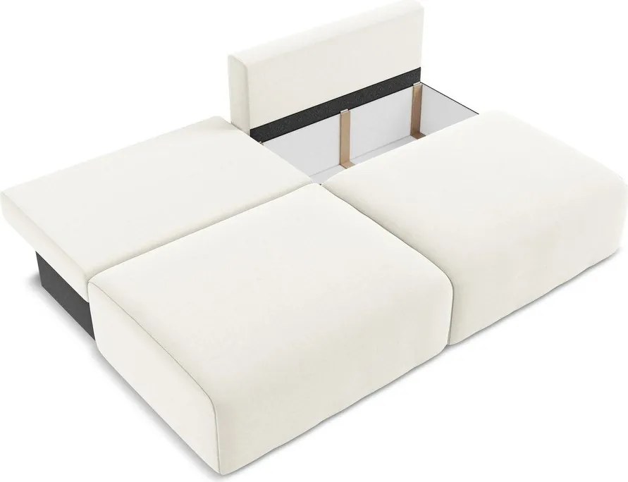 Кремав кадифен сгъваем/с място за съхранение диван 216 cm Kalena – Makamii