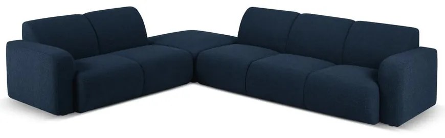 Тъмносин ъглов диван от плат букле (ляв ъгъл) Molino - Micadoni Home