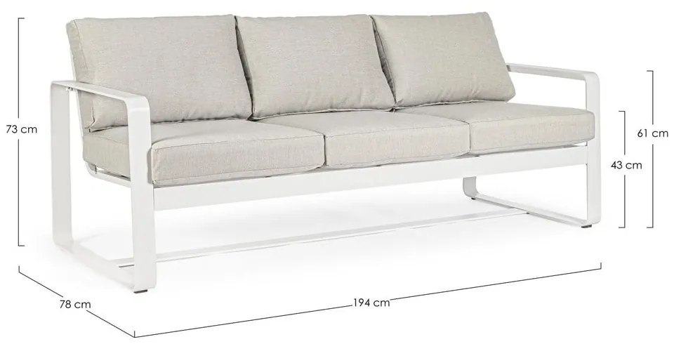 Бял алуминиев градински диван Merrigan – Bizzotto