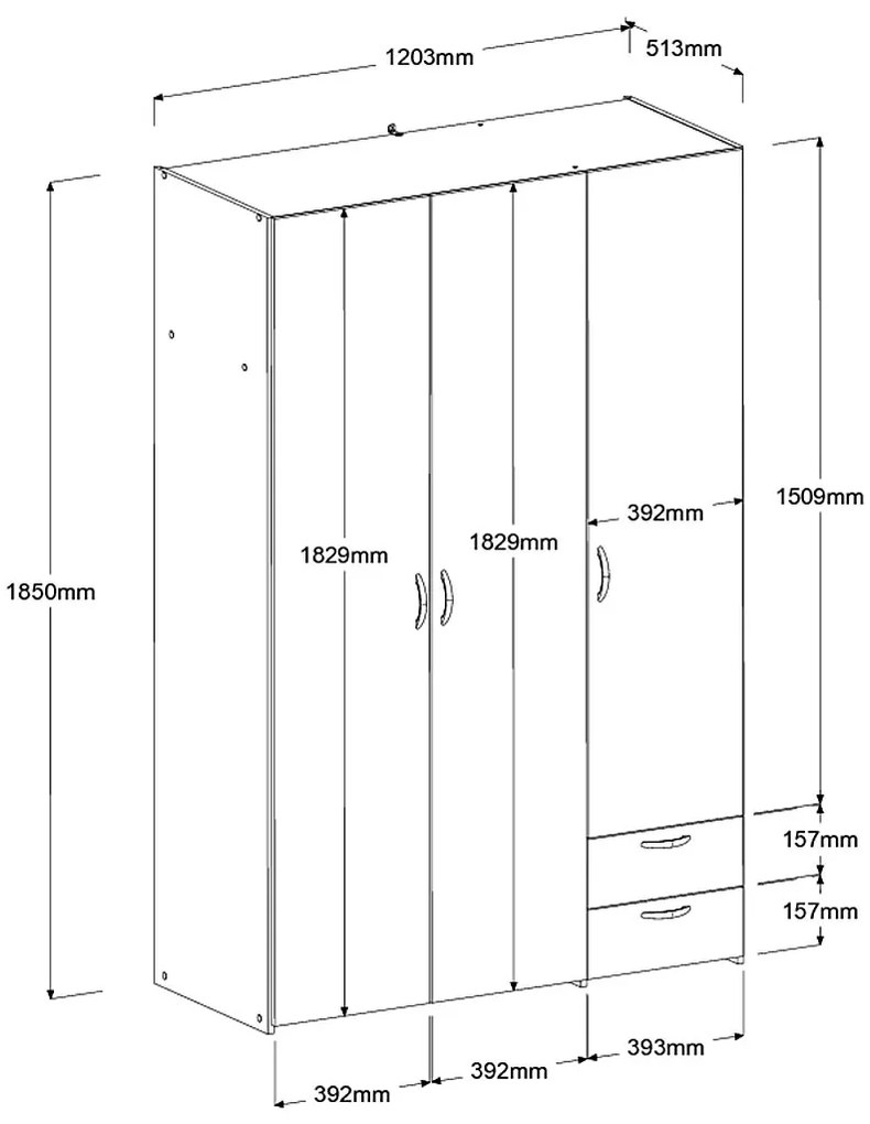 Гардероб Dorm 3-врати-Leuko-No loft
