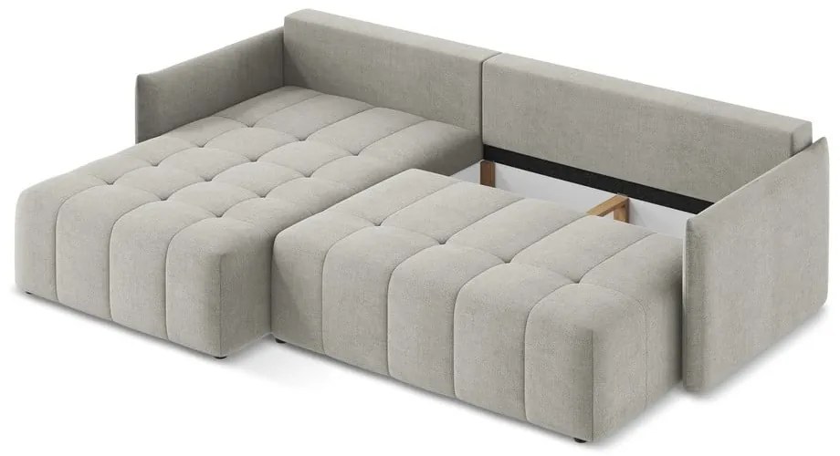 Светлосив разтегателен ъглов диван с място за съхранение (ляв ъгъл) Moku – Makamii