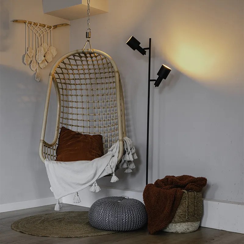 Интелигентна подова лампа черна с 2 Wifi A60 - Stijn