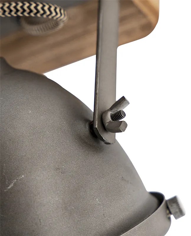 Индустриален смарт спот сив с дърво вкл. 2 WiFi GU10 - Emado