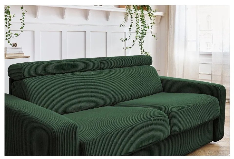 Тъмнозелен разтегателен диван от рипсено кадифе 195 cm Monaco – Bobochic Paris